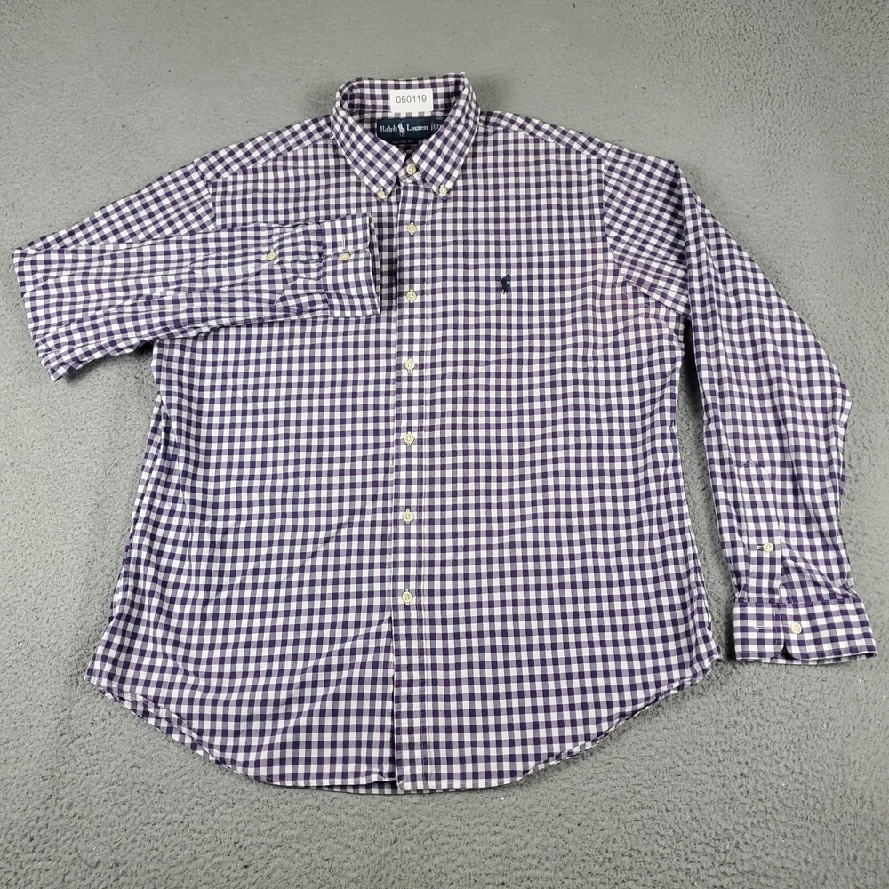 Ralph Lauren Shirt Mens XL Purple Check Pony Casual Button Up Long Sleeve *